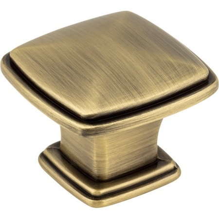 Jeffrey Alexander 1-3/16" Overall Length Brushed Antique Brass Square Milan 1 Cabinet Knob 1091AB